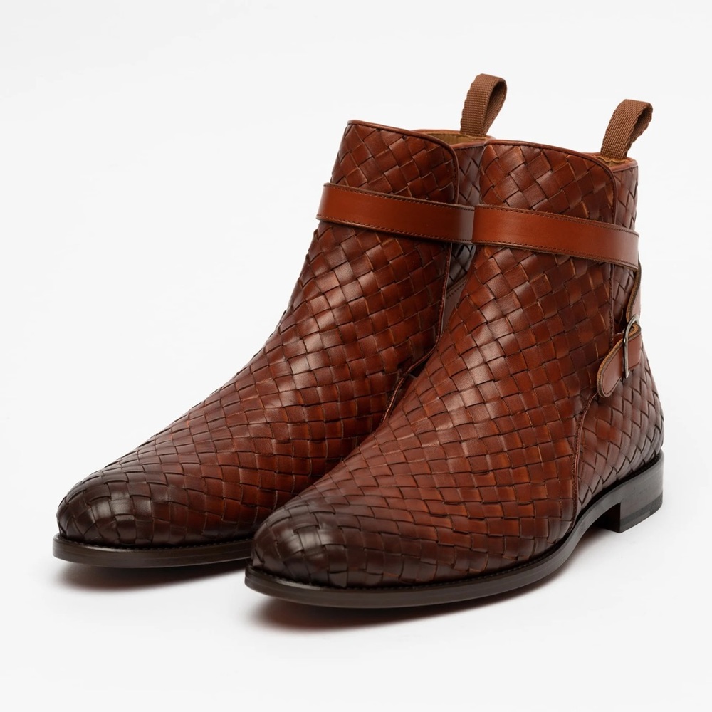 TAFT Dylan boot in woven leather - brown